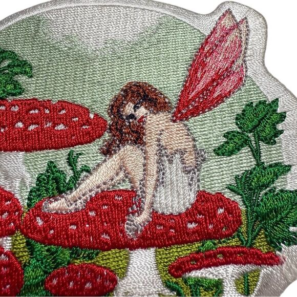 Vintage 2005 Nedda Shishegar Forest Fairy with Mushrooms Iron On Patch - Picture 4 of 8
